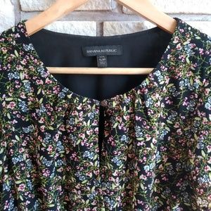 Banana Republic black floral flutter sleeve dress